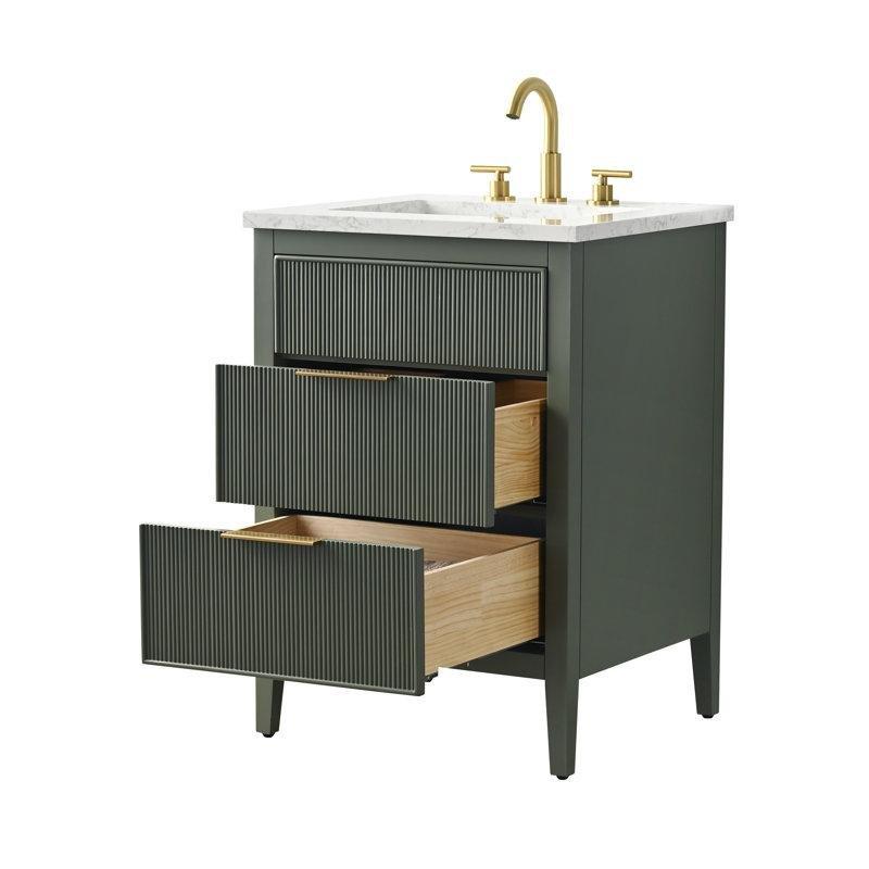 Endüstriyel Taş Tezgahlı Siyah Yivli Tasarım Çekmeceli Banyo Lavabo Dolabı - 61 cm - 198059