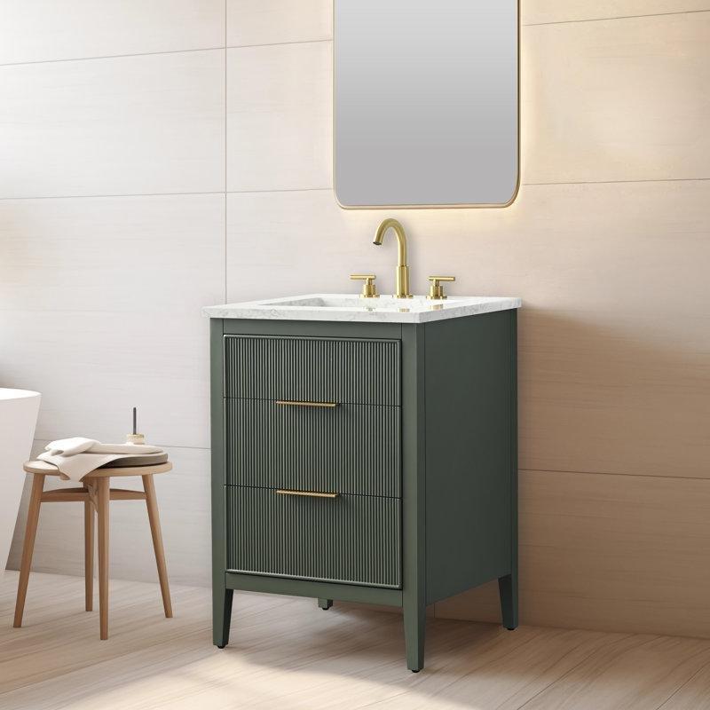 Endüstriyel Taş Tezgahlı Siyah Yivli Tasarım Çekmeceli Banyo Lavabo Dolabı - 61 cm - 198059