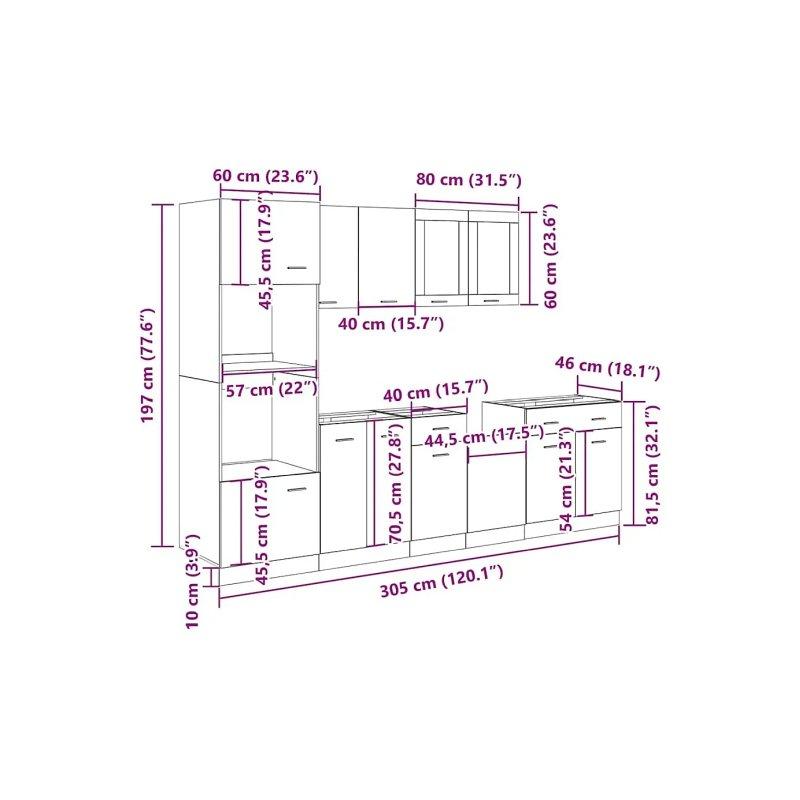 Eskitme Ahşap Endüstriyel Ahşap 7 Parçalı Cam Kapaklı Mutfak Modeli - 186679