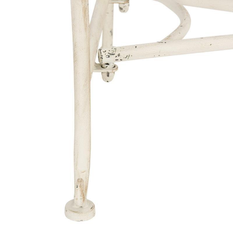 Eskitme Beyaz Ferforje Kıvrımlı Oymalı Bahçe Bankı - 117 cm - 172132