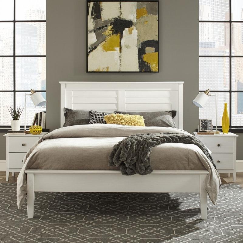 Eskitme Beyaz Masif Çam Ağacı Panjur Başlıklı Bohem Yatak Odası - 166x216 cm - 181660