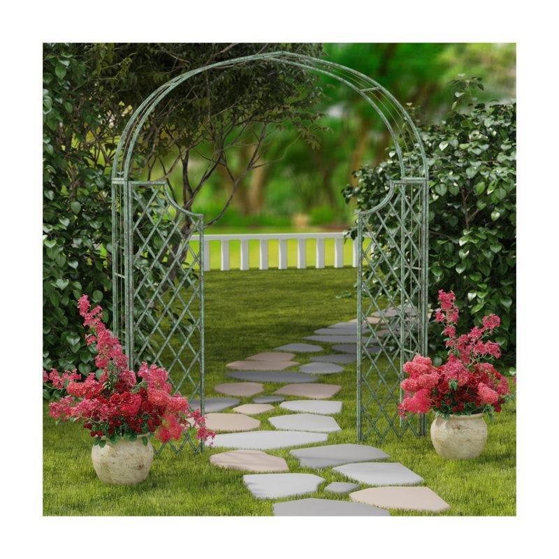 Eskitme Boyalı Ferforje Kubbe Tasarımlı Bahçe Kemeri - 174x224 cm - 178813