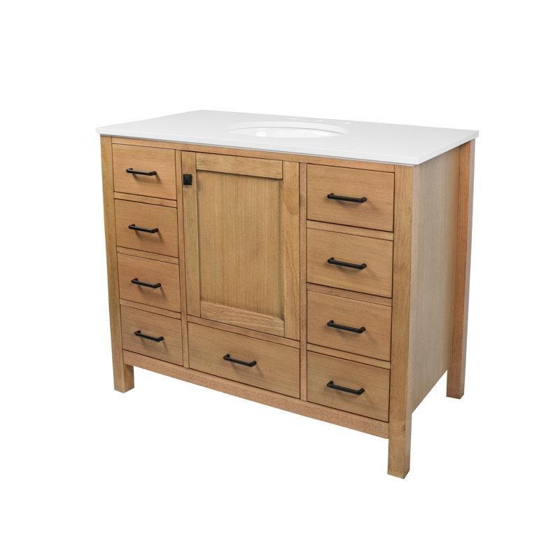 Eskitme Boyalı Masif Ahşap Yavaş Kapanır 9 Çekmeceli Banyo Lavabo Dolabı - 107 cm - 201403
