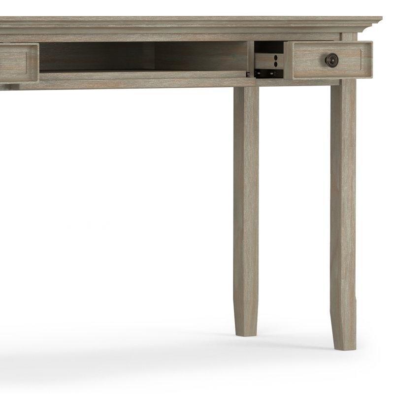 Eskitme Gri Masif Ahşap 2 Çekmeceli Açılır Klavye Tepsili Vintage Çalışma Masası - 138 cm - 234588