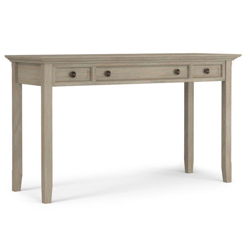 Eskitme Gri Masif Ahşap 2 Çekmeceli Açılır Klavye Tepsili Vintage Çalışma Masası - 138 cm - 234588