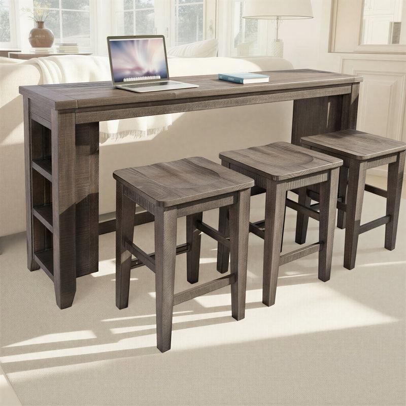 Eskitme Kahverengi Masif Çam 3 Raflı Koltuk Arkası Dresuar - 199 cm - 218189