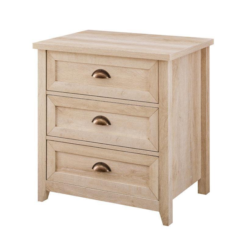 Eskitme Kır Evi Tarzı Üç Çekmeceli MDF Komodin - 64 cm - 222893