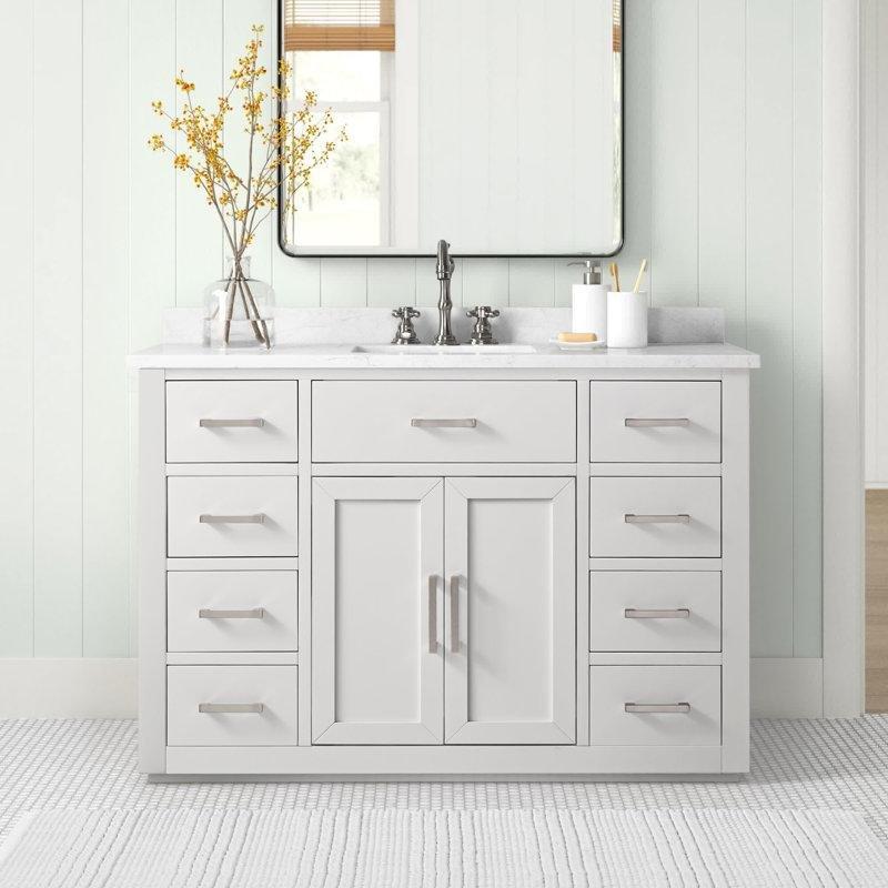 Eskitme Masif Ahşap Çekmeceli Ayaklı Banyo Lavabo Dolabı - 122 cm - 199880