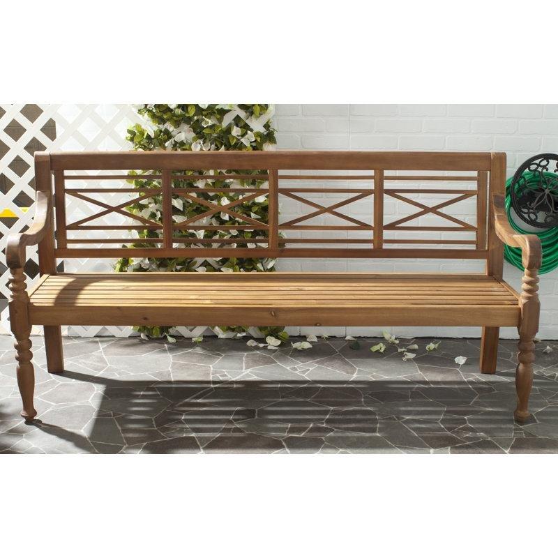 Eskitme Masif Akasya Çapraz Sırtlıklı 3 Kişilik Bahçe Bankı - 177 cm - 172307