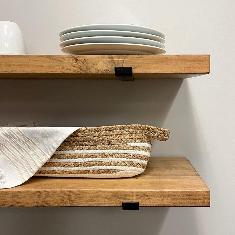 Eskitme Masif Çam Ağacı İkili Set Duvar Rafı - 61x20 cm - 180461