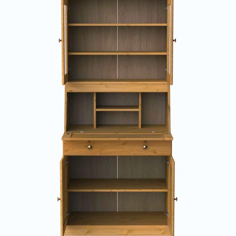 Eskitme Masif Çam Ağacı Kapaklı Çekmeceli Vintage Çalışma Masası - 83x180 cm - 234954