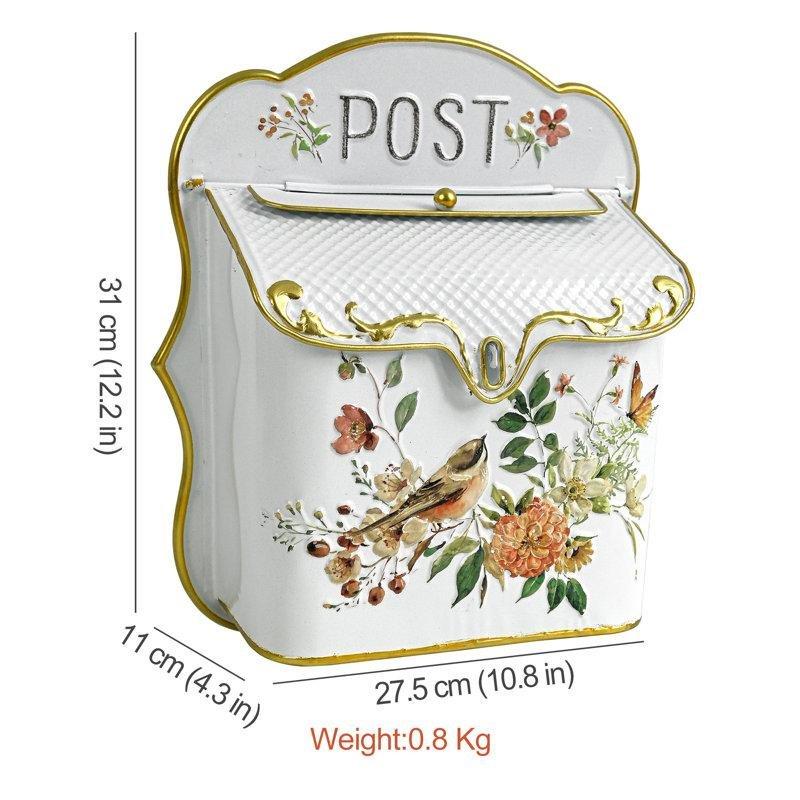 Eskitme Metal Ferforje Detaylı Duvara Monte Vintage Posta Kutusu - 31x28 cm - 165940