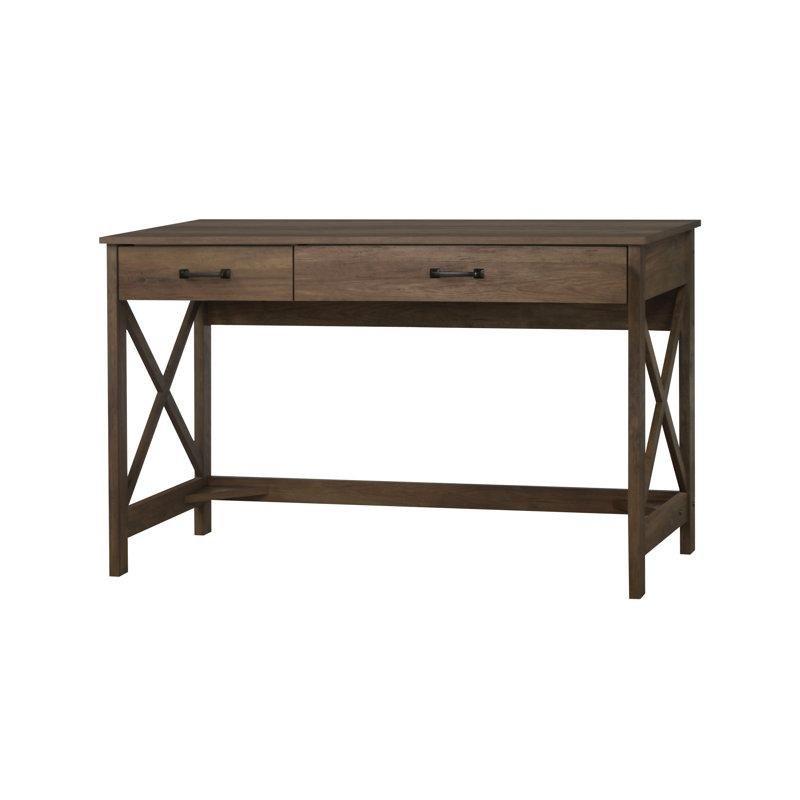 Eskitme Sunta İki Çekmeceli Klavye Tepsili X-Çapraz Destekli Vintage Çalışma Masası - 121x60 cm - 234792