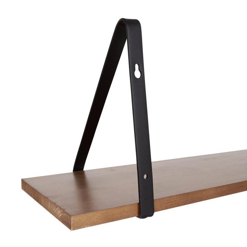 Eskitme Tasarımlı Masif Ladin ve Metal Konsollu İkili Duvar Rafı Seti - 70 cm - 180050