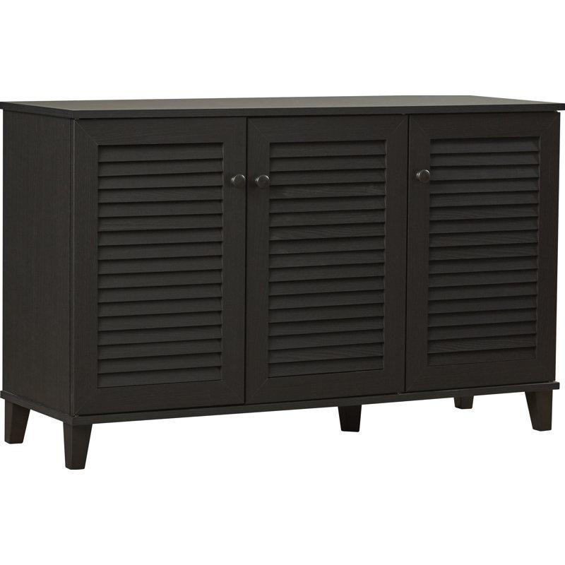 Espresso Ahşap 3 Lamelli Kapaklı 30 Çift Kapasiteli Ayakkabılık Dolabı - 114x38x70 cm - 228767