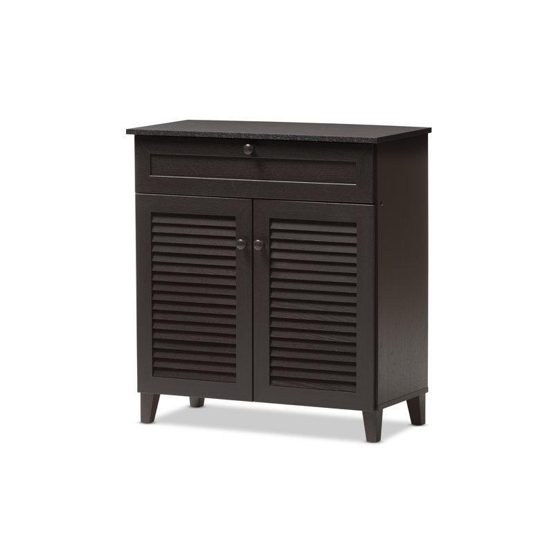 Espresso Ahşap Panjur Kapaklı Çekmeceli Ayakkabılık - 85x79x38 cm - 227288