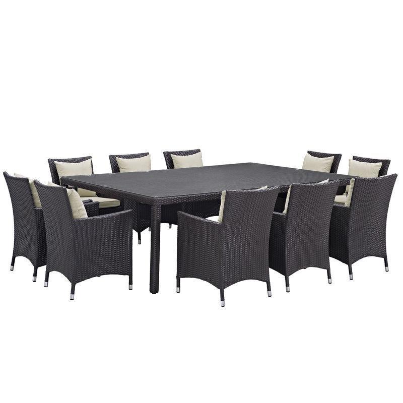 Espresso Hasır Alüminyum İskeletli Cam Tablalı 8 Kişilik Bahçe Masa Takımı - 213301