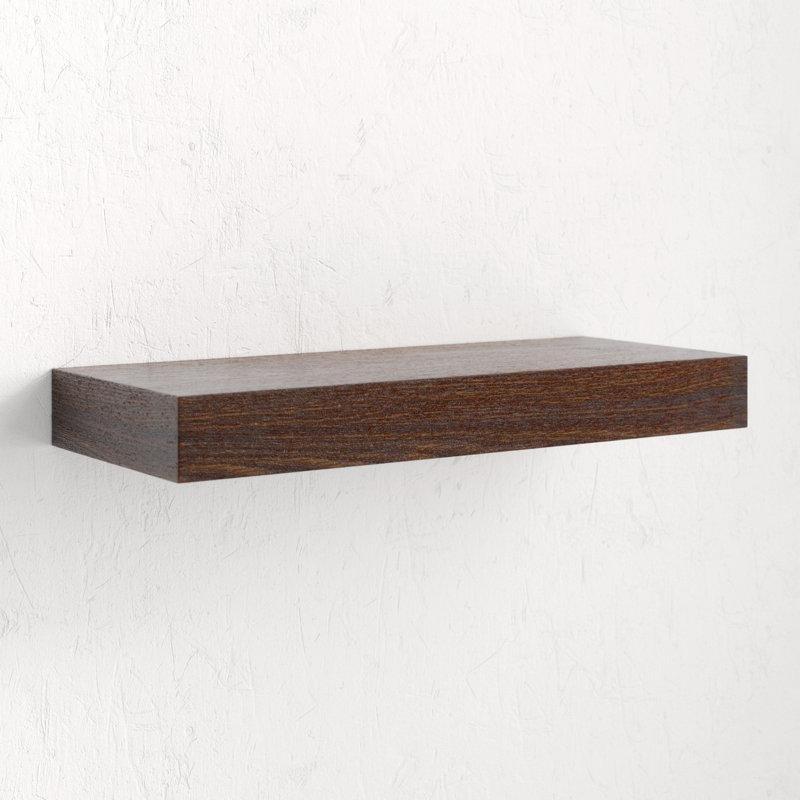 Espresso Masif Çam Ahşap Gizli Montajlı Duvar Rafı - 92 cm - 180318