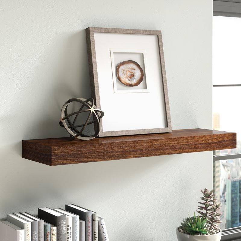 Espresso Masif Çam Ahşap Gizli Montajlı Duvar Rafı - 92 cm - 180318