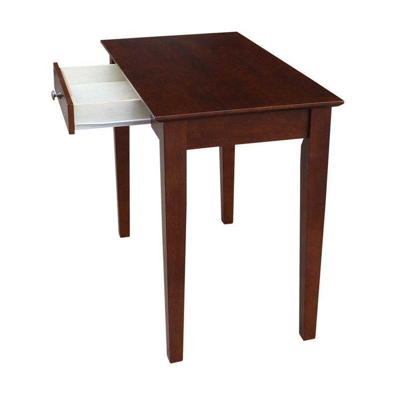 Espresso Masif Kauçuk Ağacı Tek Çekmeceli Vintage Çalışma Masası - 92x51 cm - 234268