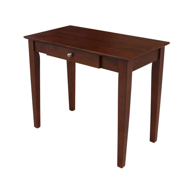 Espresso Masif Kauçuk Ağacı Tek Çekmeceli Vintage Çalışma Masası - 92x51 cm - 234268