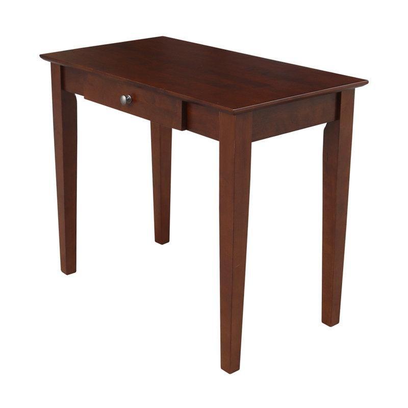Espresso Masif Kauçuk Ağacı Tek Çekmeceli Vintage Çalışma Masası - 92x51 cm - 234268