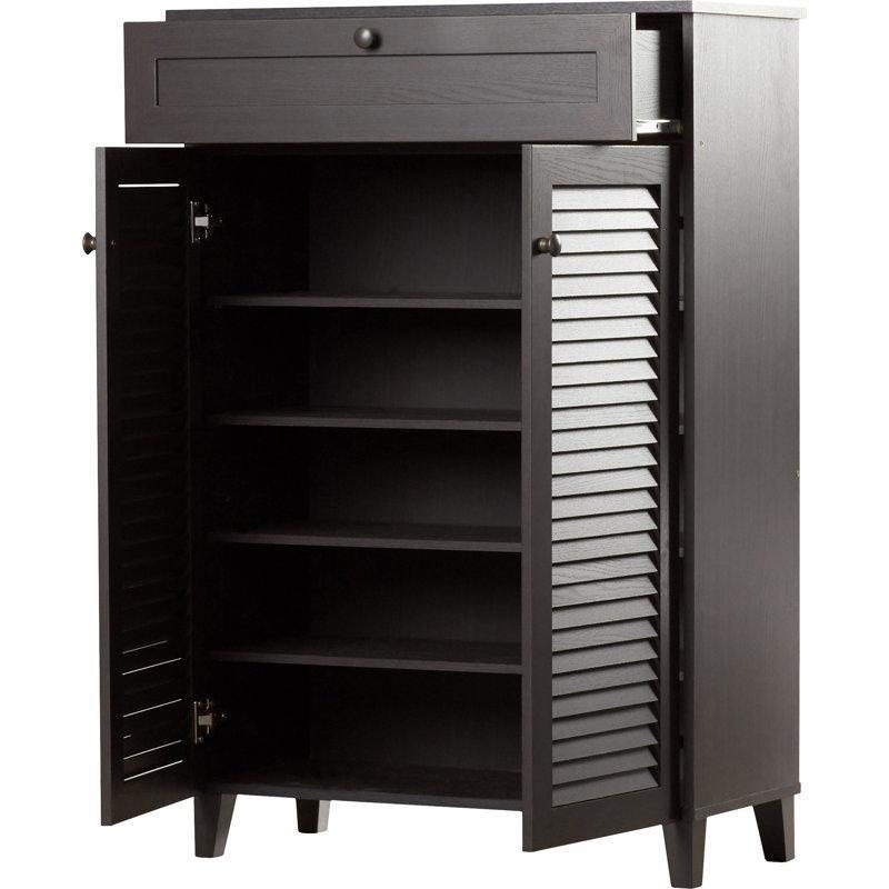 Espresso MDF Çekmeceli Kapaklı Ayakkabılık Dolabı - 79x38x115 cm - 227736