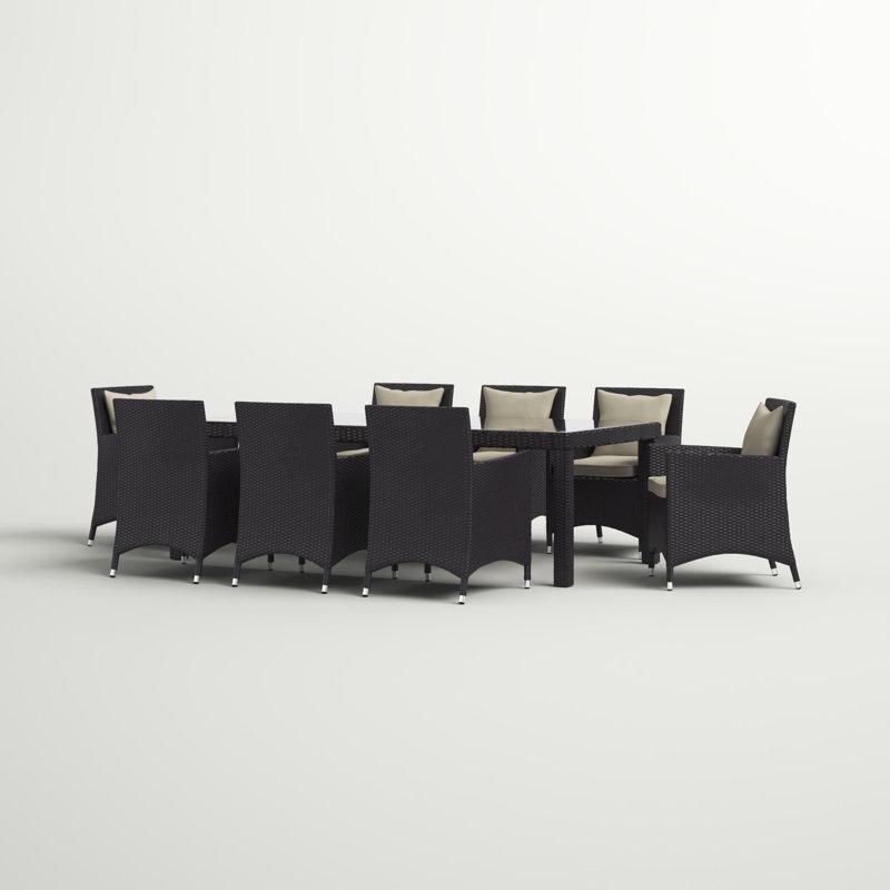 Espresso Rattan Cam Tablalı 8 Kişilik Minderli Bahçe Masa Takımı - 213368
