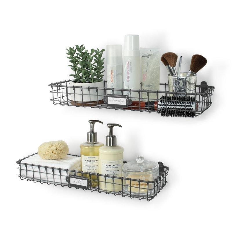 Etiketli Metal Sepet Duvar Rafı Düzenleyici - 47 cm - 179378
