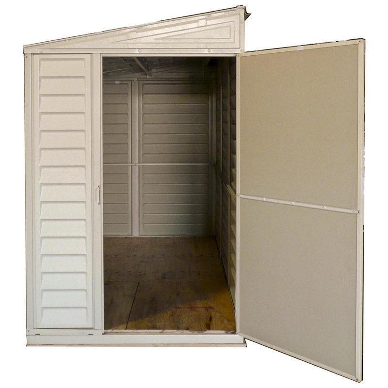 Fildişi Plastik Metal Takviyeli Tek Eğimli Çatılı Bahçe Dolabı - 123x242 cm - 163312
