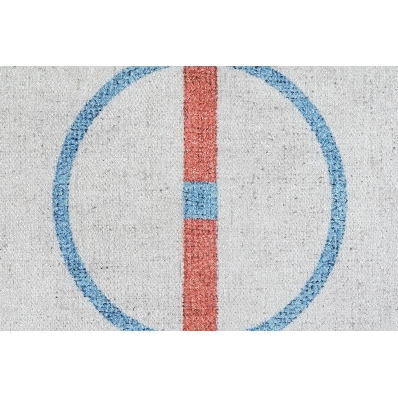 Fildişi Rengi Polyester Kaymaz Tabanlı Geometrik Desenli Oyun Halısı - 122x183 cm - 182647