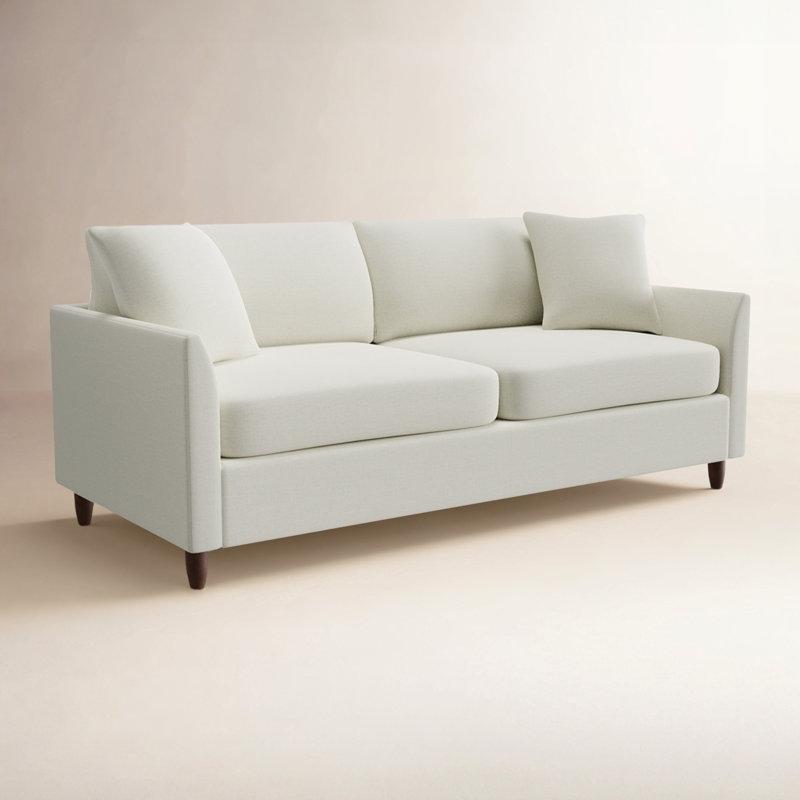 Fildişi Rengi Sepet Örgüsü Kumaş Genişleyen Kollu Yataklı Koltuk - 195 cm - 195618