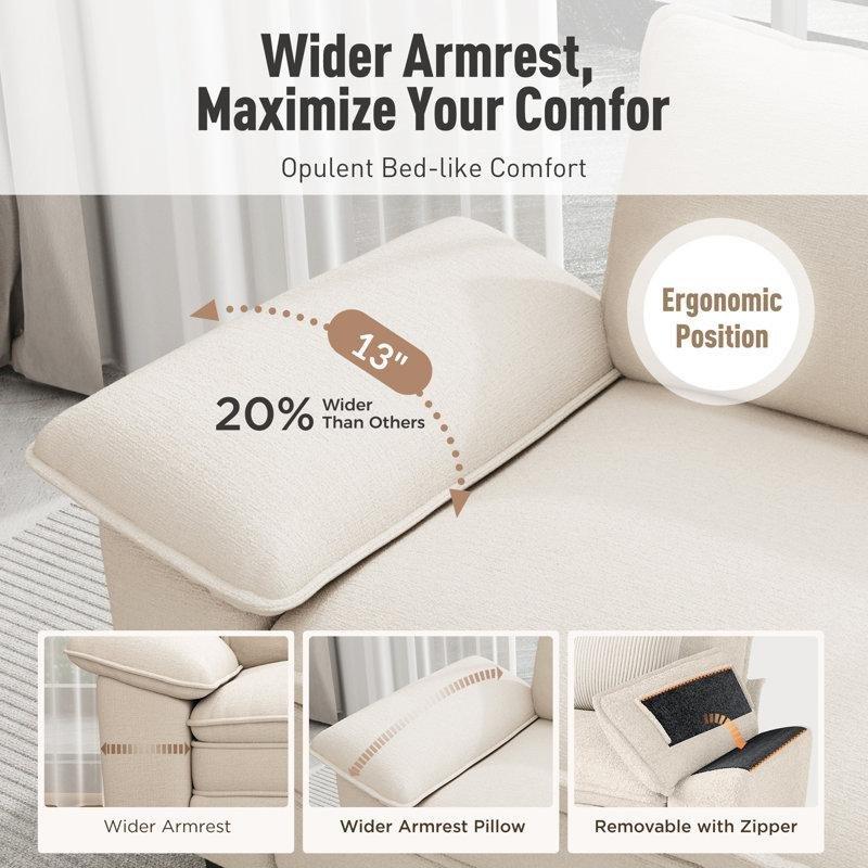 Fildişi Şönil Kumaş Modüler Derin Oturum Koltuk Takımı - 191878