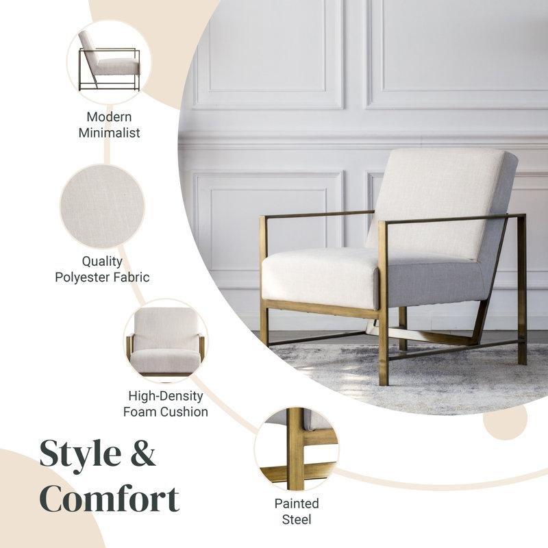 Fırçalanmış Gold Metal Çerçeveli Keten Kumaş Tekli Koltuk - 204513