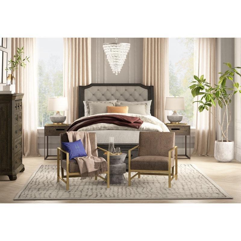 Fırçalanmış Gold Metal Çerçeveli Keten Kumaş Tekli Koltuk - 204513