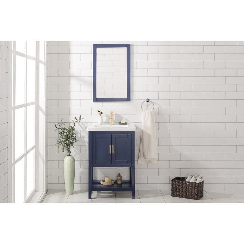 Fırçalanmış Pirinç Kulplu Beyaz Seramik Tezgahlı Kavak Ağacı Ayaklı Banyo Lavabo Dolabı - 61 cm - 199413