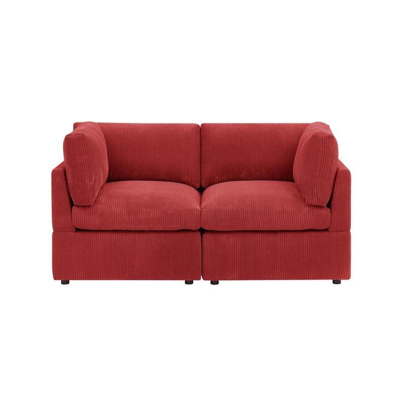 Fitilli Kadife Ahşap İskeletli Geniş Oturumlu İkili Koltuk - 171 cm - 207144