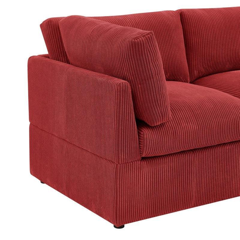 Fitilli Kadife Ahşap İskeletli Geniş Oturumlu İkili Koltuk - 171 cm - 207144