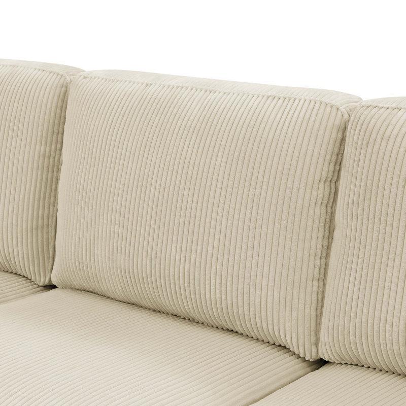 Fitilli Kadife Ahşap Konsollu Modüler İkili Koltuk - 196 cm - 205928