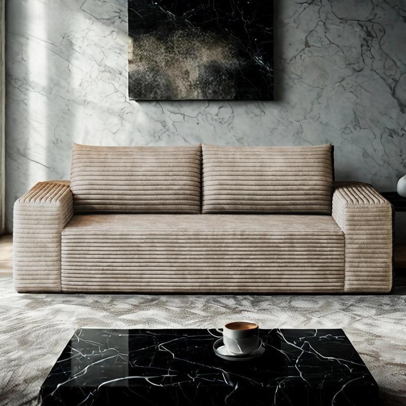 Fitilli Kadife Derin Oturumlu İkili Koltuk - 181x91x65 cm - 206560