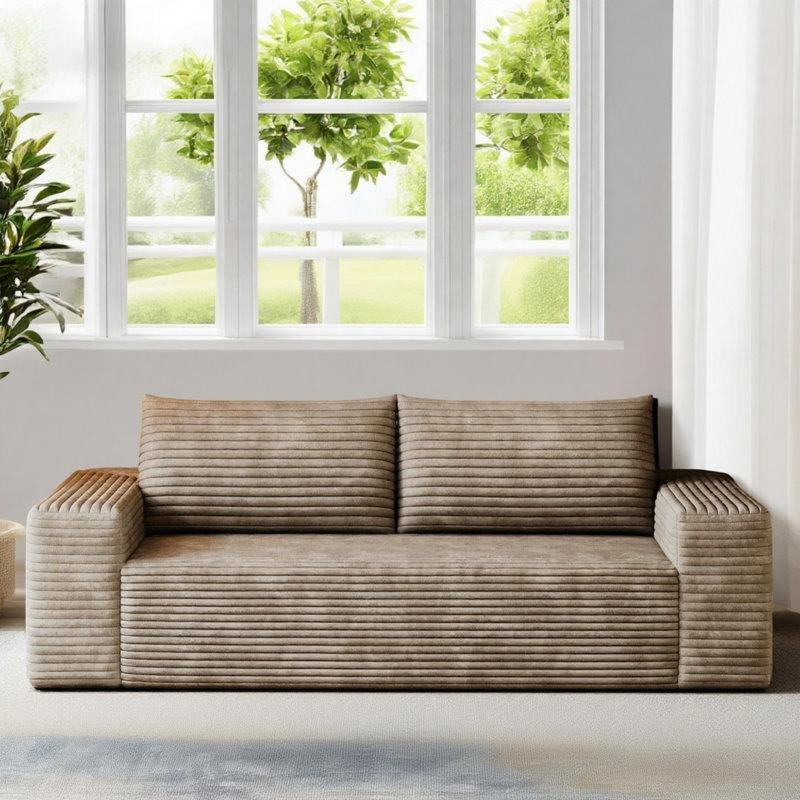 Fitilli Kadife Derin Oturumlu İkili Koltuk - 181x91x65 cm - 206560