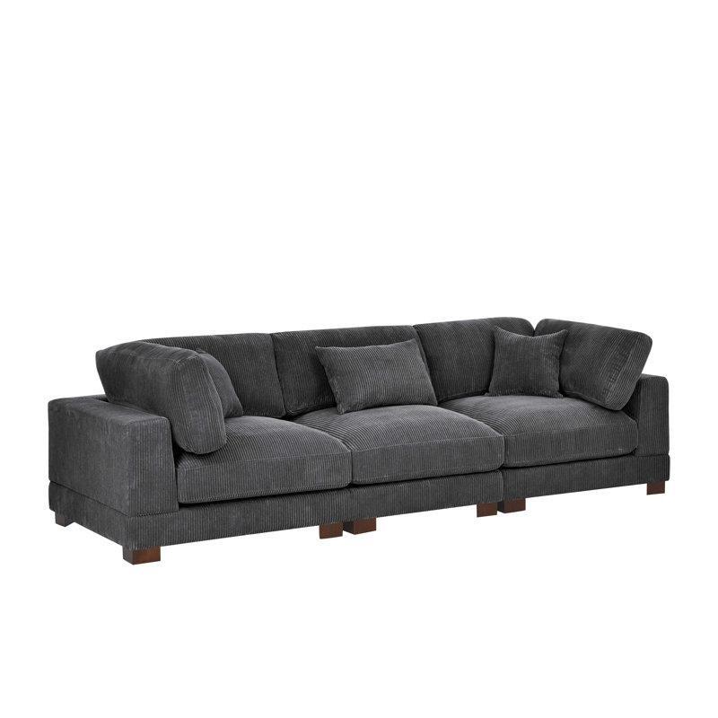 Fitilli Kadife Kumaş 3 Yastıklı Geniş Oturumlu Koltuk - 285 cm - 195100