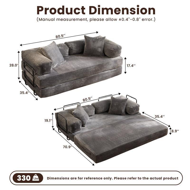 Fitilli Kadife Kumaş Kurulum Gerektirmeyen Yataklı İkili Koltuk - 205x90 cm - 196530