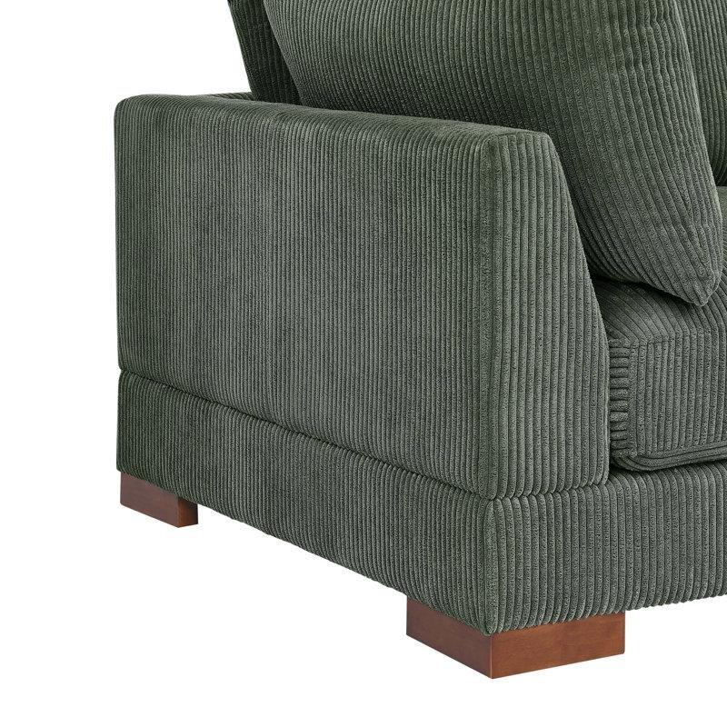 Fitilli Kadife Kumaş Masif Ahşap Ayaklı Modüler Köşe Koltuk - 275x275 cm - 193574