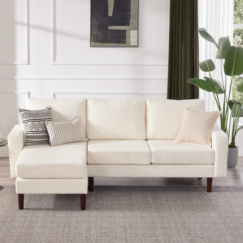 Fitilli Kadife Kumaş Masif Ahşap Yönü Değiştirilebilir Şezlonglu L Koltuk Takımı - 224 cm - 194499