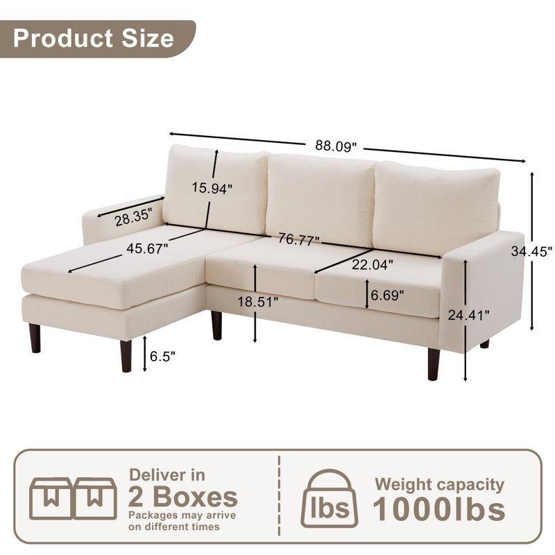 Fitilli Kadife Kumaş Masif Ahşap Yönü Değiştirilebilir Şezlonglu L Koltuk Takımı - 224 cm - 194499