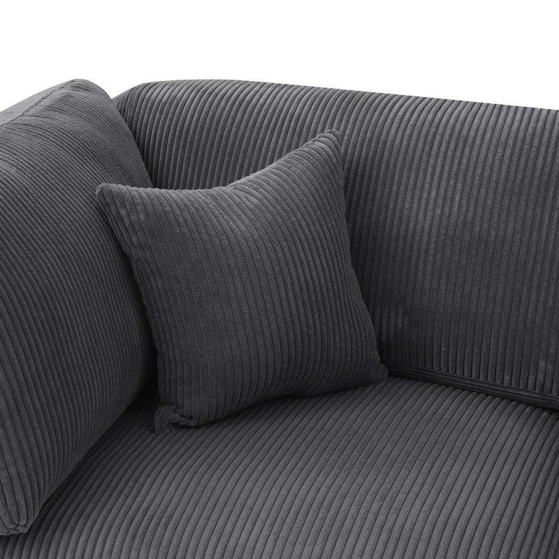 Fitilli Kadife Kumaş Modüler Yönü Değiştirilebilir U Köşe Koltuk Takımı - 285x285 cm - 194052