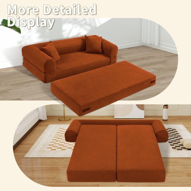 Fitilli Kadife Kumaş Yataklı Katlanabilir Modüler Koltuk - 204 cm - 196610