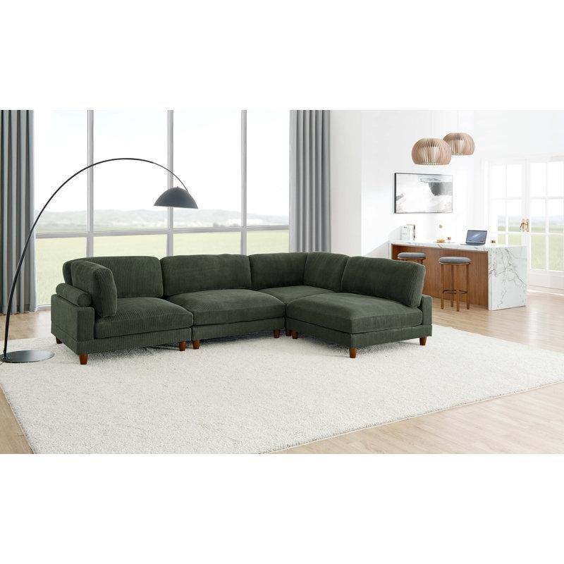 Fitilli Kadife Kumaş Yönü Değiştirilebilir Modüler Köşe Koltuk Takımı - 194030