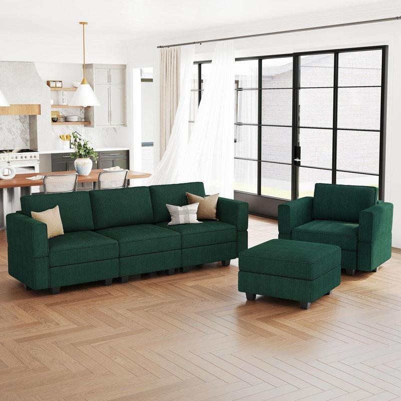 Fitilli Kadife Masif Ahşap Sandıklı Modüler Koltuk Takımı - 230x177 cm - 191592